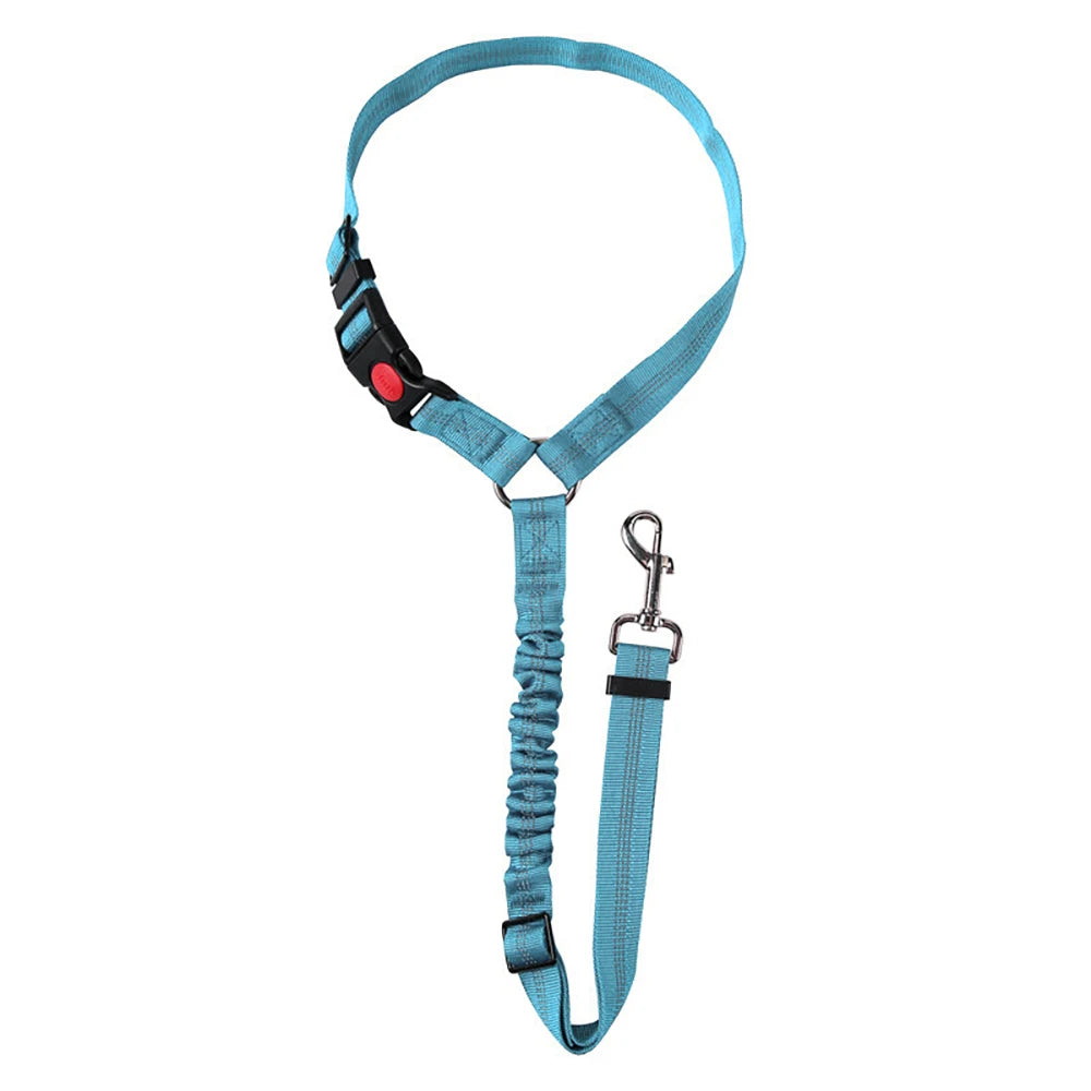 A minha loja dog car seat belt securing a small dog in a car for safety and comfort during travel.