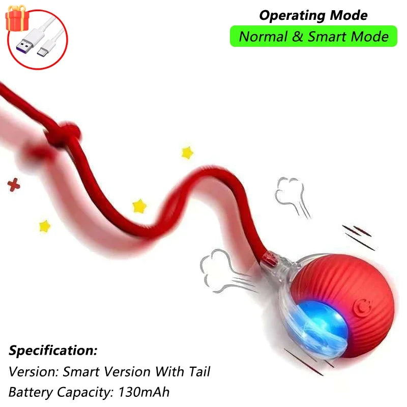 A minha loja iLMH 1/2 pcs cat interactive ball toy with automatic rolling, faux tail, rechargeable smart electric mouse for pets.