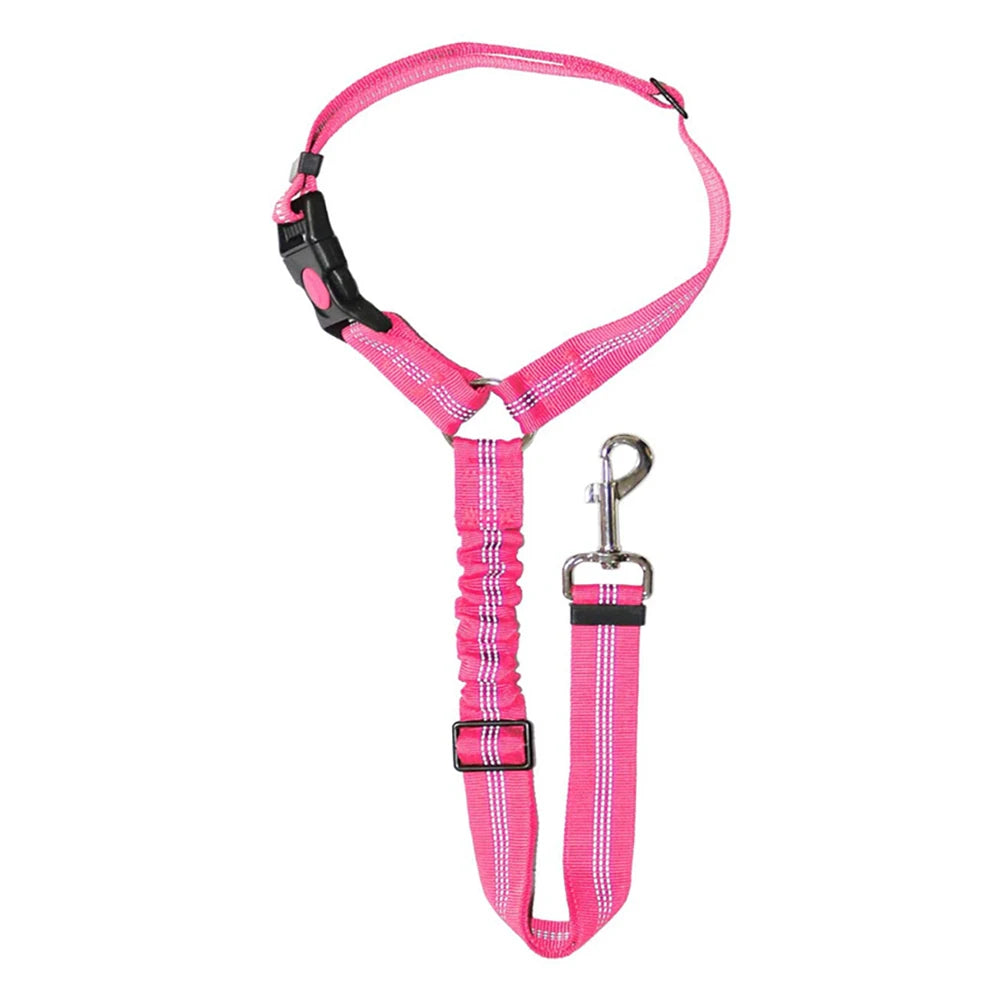 A minha loja dog car seat belt, adjustable safety harness for pets, with a clip attachment for secure travel in vehicles.
