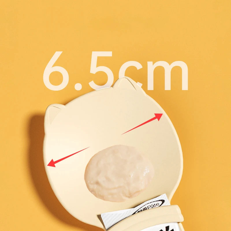 A minha loja 2-piece cat strip squeeze spoon feeder for lickable wet treats, featuring flexible silicone strips for pet liquid snack feeding.