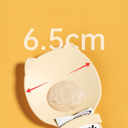 A minha loja 2-piece cat strip squeeze spoon feeder for lickable wet treats, featuring flexible silicone strips for pet liquid snack feeding.