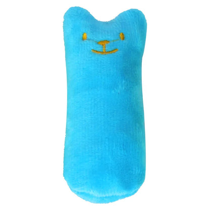 Interactive plush cat toy with catnip, featuring cat claws and a funny design for cats and kittens to chew and bite.