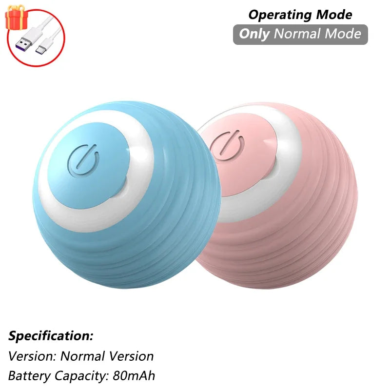 A minha loja iLMH rechargeable cat interactive toy ball with faux tail, automatic rolling and mouse imitation for playful pets.