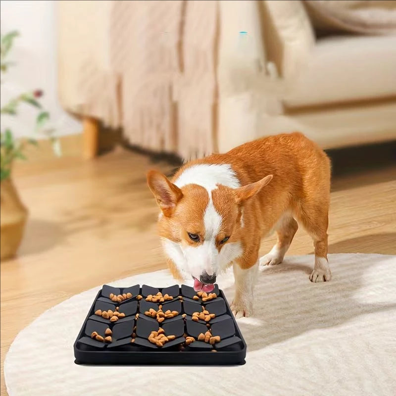Dog food slow feeder snuffle mat with suction cups and silicone snuffle design, helps train your dog's senses and prevent choking.