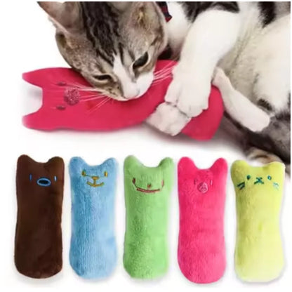 Interactive plush cat toy with mint scent, featuring catnip, claws, and humorous design for cats and kittens to chew and play.