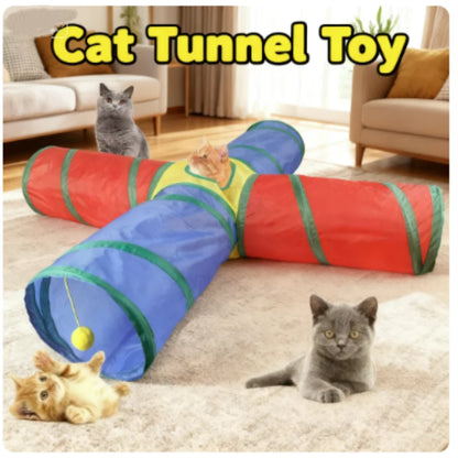 Foldable cat tunnel tube by A minha loja, flexible and colorful, designed for kittens and puppies for interactive fun and play.