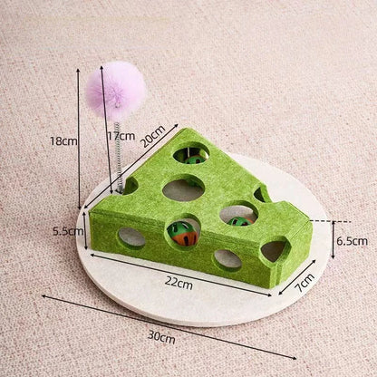 Felt cat puzzle feeder box with three balls from A minha loja, an interactive maze slow feeder toy for indoor cats mental enrichment