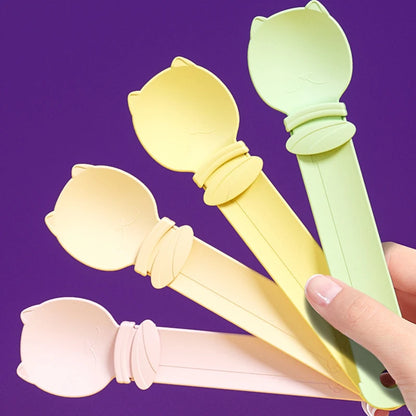 A minha loja 2-piece cat strip squeeze spoons for liquid treats, featuring flexible silicone design for easy pet treat feeding.