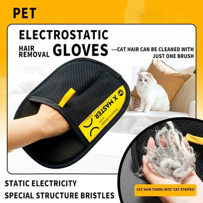 A minha loja pet hair remover gloves with textured surface for easy pet fur removal from coats and furniture.