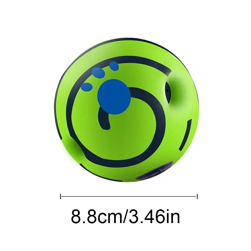 A minha loja Dog Giggle Ball, colorful rubber toy designed for dogs, with a textured surface for playful chewing and entertainment.