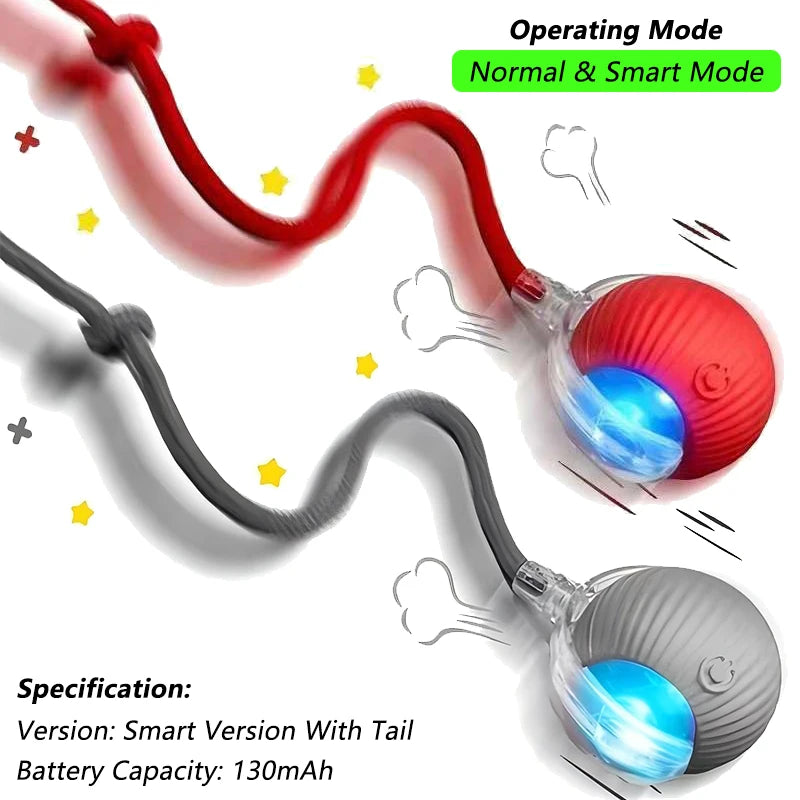 A minha loja iLMH 1/2 pcs cat interactive ball toy with automatic rolling, faux tail, rechargeable smart electric pet toy.