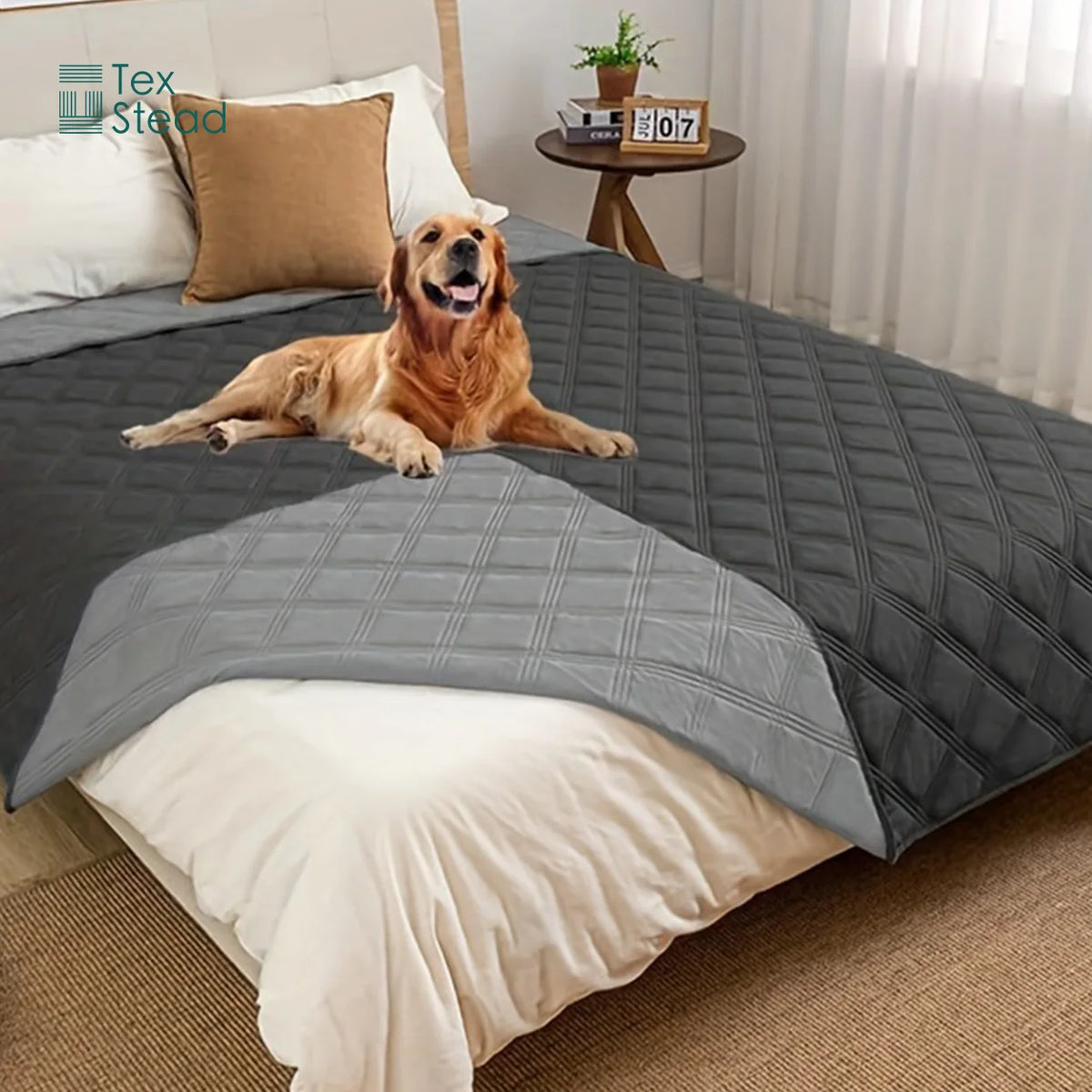 Reversible waterproof dog bed cover with pet blanket design, protects sofa and mattress from dogs and cats, by A minha loja.