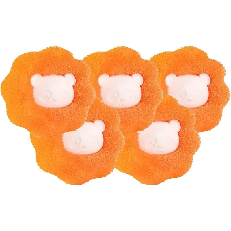 Reusable pet hair remover laundry filter balls for washing machines, effective at catching cat fur and lint in home laundry.