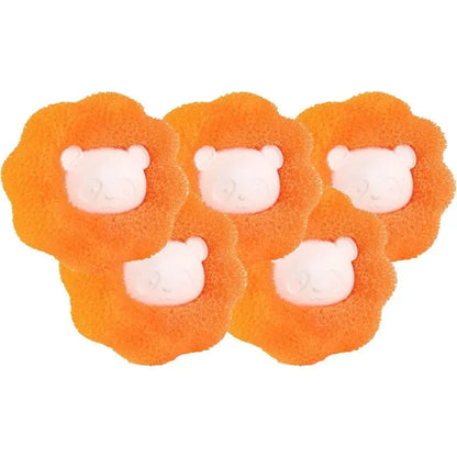 Reusable pet hair remover laundry filter balls for washing machines, effective at catching cat fur and lint in home laundry.