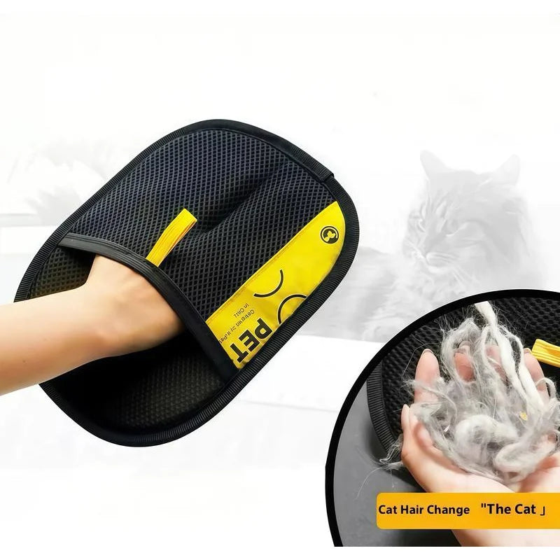 A minha loja pet hair remover gloves with textured surfaces for easy pet hair removal from coats and furniture.