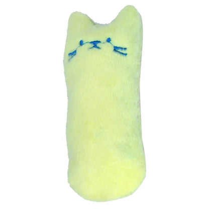 Interactive plush catnip toy for cats featuring a funny, mint-scented design with claws and a vocal chewing feature.