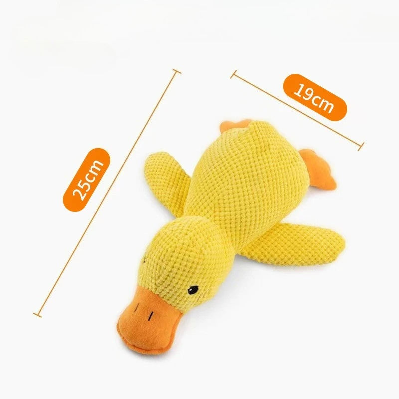 Soft plush duck hugging toy by A minha loja, featuring a cute yellow duck with flappy wings and a friendly expression.