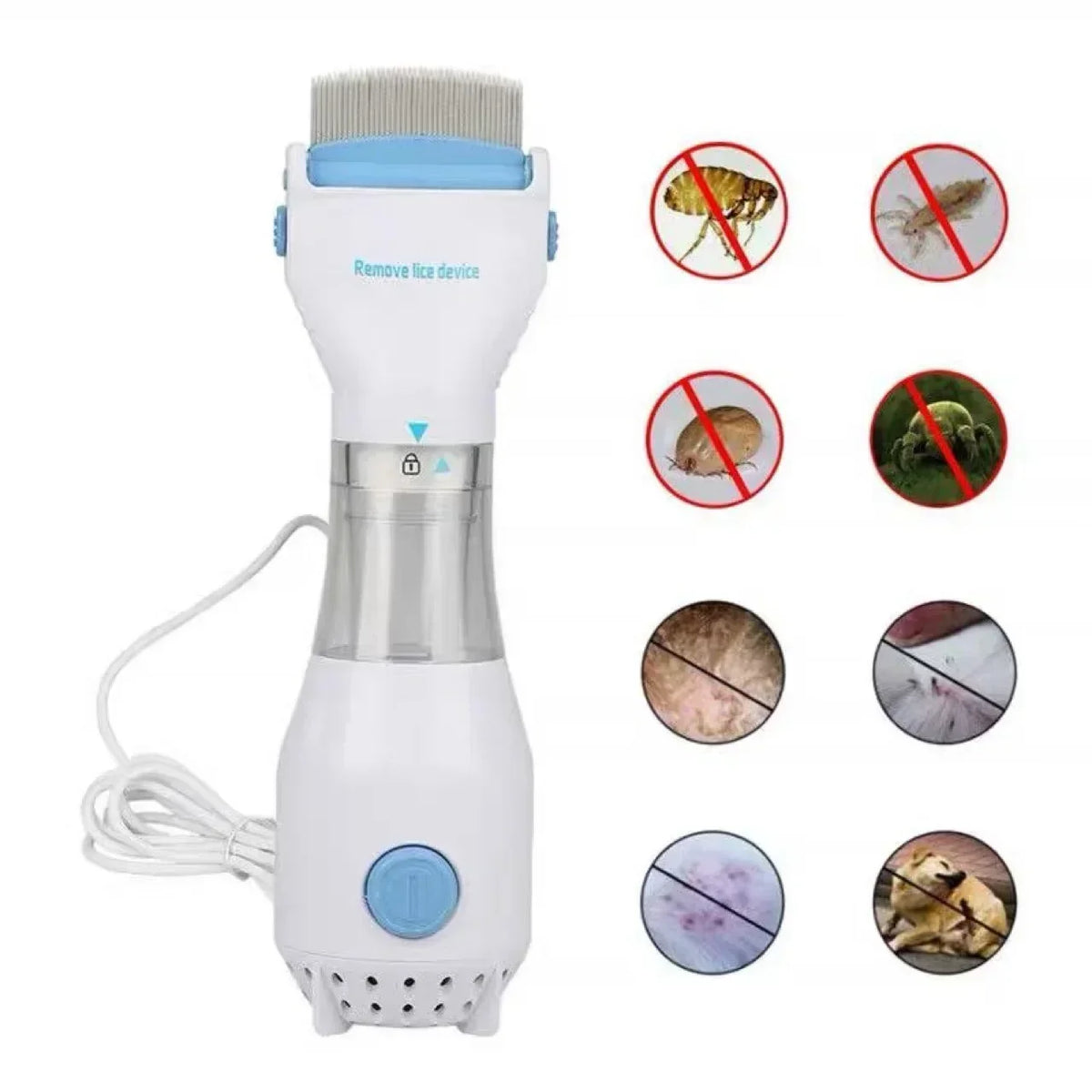 Electric flea and lice comb by A minha loja with metal teeth for effective pest removal on pets.