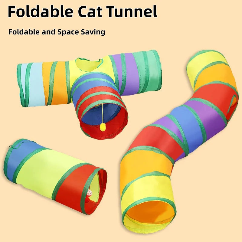Foldable cat tunnel tube toy by A minha loja, interactive pet accessory for kittens and puppies, ideal for fun and boredom relief.