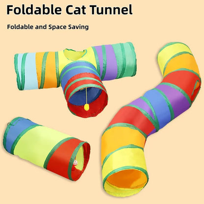 Foldable cat tunnel tube toy by A minha loja, interactive pet accessory for kittens and puppies, ideal for fun and boredom relief.