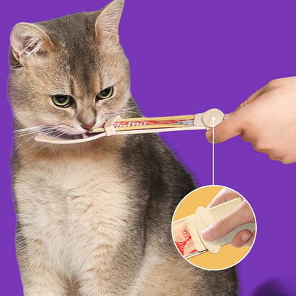 A Minha Loja 2-piece cat strip squeeze spoon feeder for lickable wet treats and liquid snacks, designed for pet feeding.