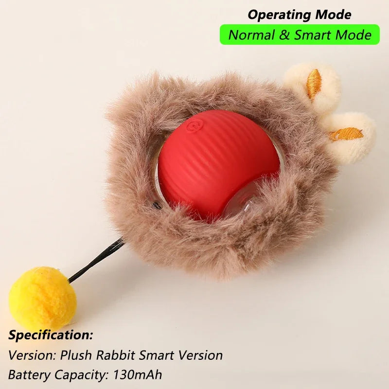 A minha loja iLMH 1/2 pcs cat interactive ball toy with automatic rolling, rechargeable smart pet toy mimicking a mouse for cats.