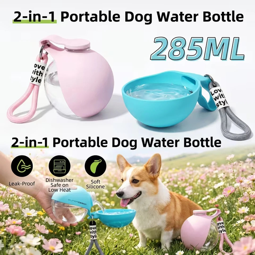 2-in-1 portable water bottle by A minha loja, featuring a sleek design with a built-in cup and leak-proof lid for on-the-go hydration.