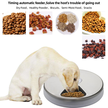 A minha loja 24-hour pet automatic feeder with six grids, round timer, electric dry/wet food dispenser, and voice recorder for cats and dogs.