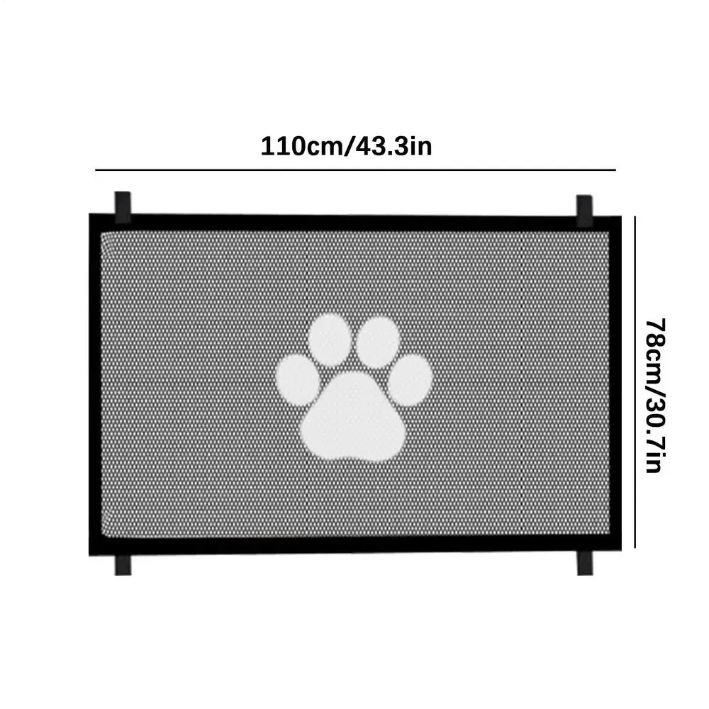 A minha loja mesh retractable pet gate, foldable fence net for stairs and doorways, keeping pets safely contained in hallways.