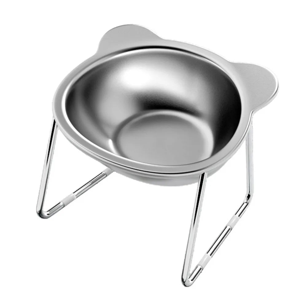 Elevated cat food bowl with 15° tilt and shatter-resistant design, suitable for puppies and cats, by A minha loja.
