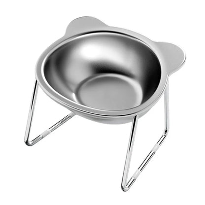 Elevated cat food bowl with 15° tilt and shatter-resistant design, suitable for puppies and cats, by A minha loja.
