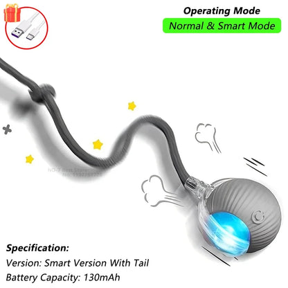 A minha loja iLMH 1/2 PCS Cat Interactive Ball Toy with automatic rolling, faux tail, and rechargeable smart pet electric toy.