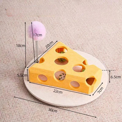 Felt cat puzzle feeder box with three balls for indoor cats, interactive maze slow feeder toy for mental enrichment and treat hiding.