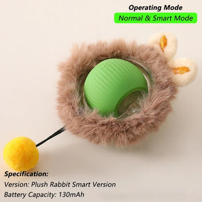A minha loja iLMH electric cat toy with rolling ball and faux tail, designed to mimic a mouse for interactive feline play.