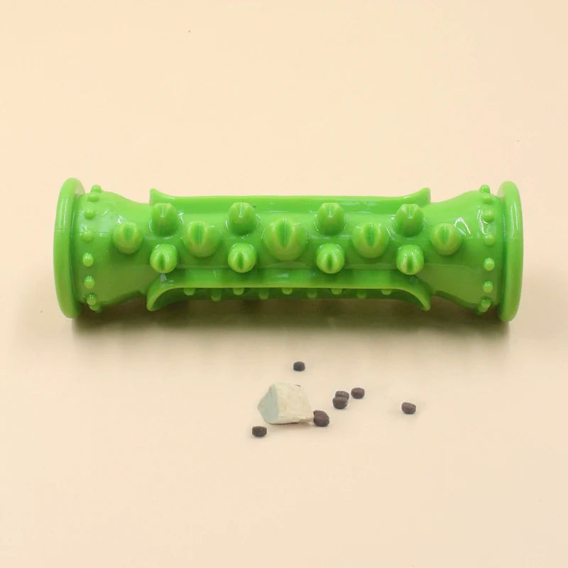 A minha loja dog toothbrush chew toy stick made of soft rubber, designed for small dogs to chew and clean teeth interactively.