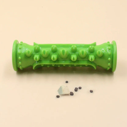 A minha loja dog toothbrush chew toy stick made of soft rubber, designed for small dogs to chew and clean teeth interactively.