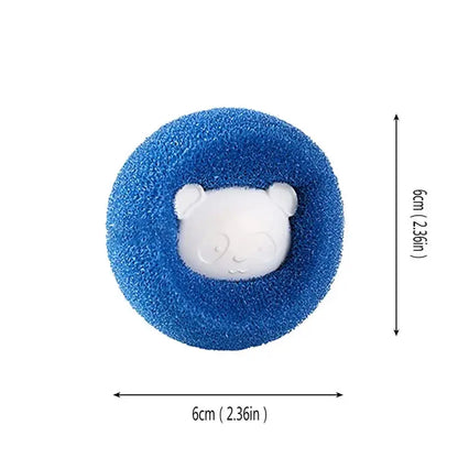 Reusable pet hair remover balls with wool stickers for laundry, designed to catch cat hair and pet fur in washing machines.