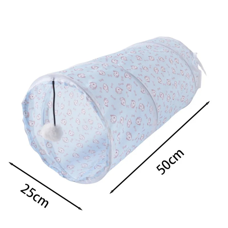 Foldable cat tunnel tube by A minha loja, colorful, lightweight, and interactive for kittens and cats to play and hide.
