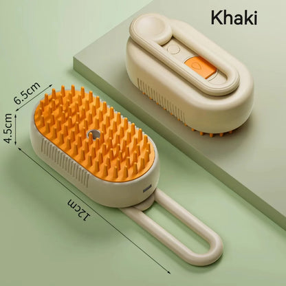 Pet steam brush by A minha loja, showing a handheld device used for grooming pets with steam to clean and refresh fur.