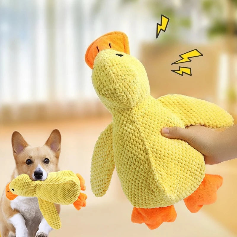 Soft plush duck hugging toy from A minha loja, featuring a cute, cuddly design perfect for children.