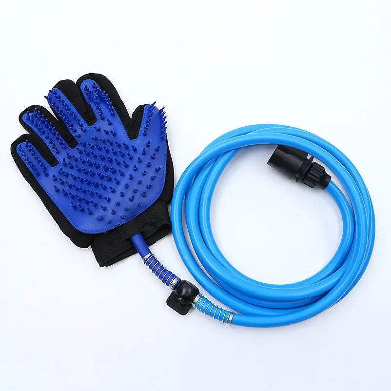 A minha loja water-spray grooming glove with a flexible design, featuring soft bristles for pet grooming and bathing.