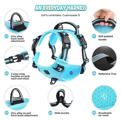 No-pull dog harness by A minha loja, showing the adjustable black harness with padded straps and secure clip for comfortable control.