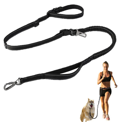 Hands-free bungee leash by A minha loja with adjustable strap and shock-absorbing cord for pet walking.