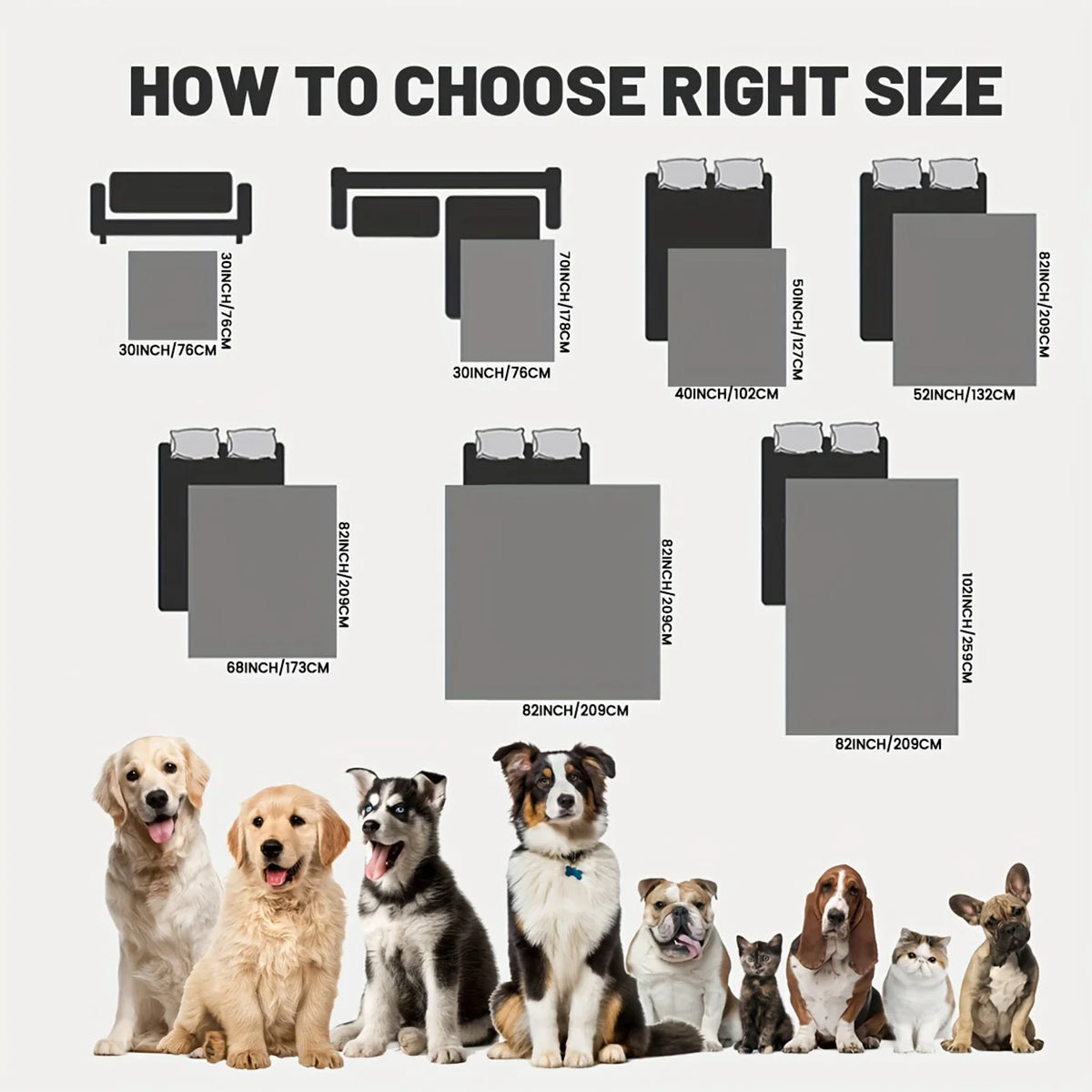 Reversible waterproof dog bed cover and pet blanket in soft fabric, suitable for sofa, couch, and furniture protection for dogs and cats.