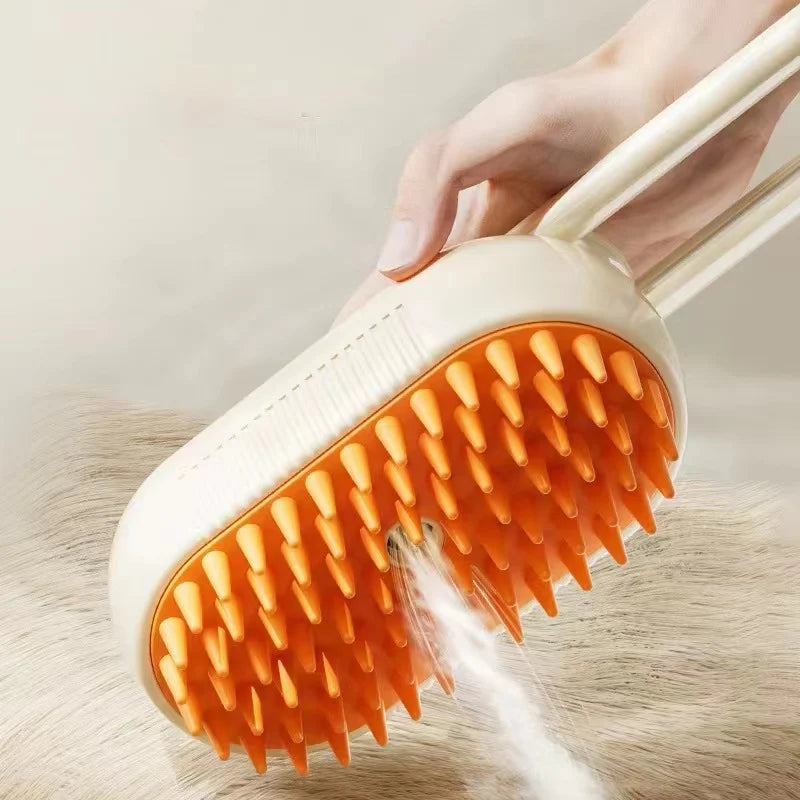 Pet steam brush by A minha loja, showing a close-up of the steam brush tool designed for grooming pets.