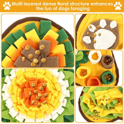 Colorful A minha loja snuffle mat for dogs with fabric strips, designed to stimulate and entertain pets during playtime.