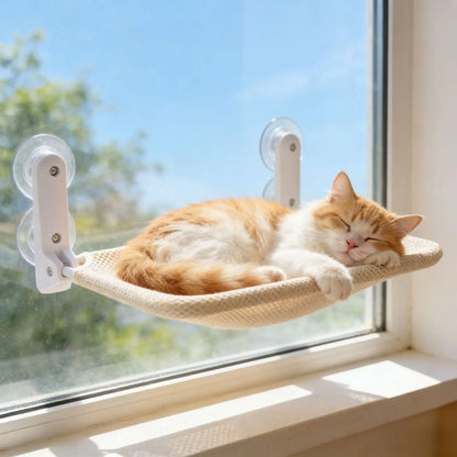 Foldable cat hammock with suction cups by A minha loja, ideal for window sunbathing and wall-mounted climbing for cats.