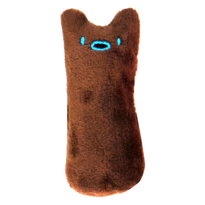 Interactive plush cat toy with catnip, featuring a funny design for cats and kittens to chew, bite, and play.