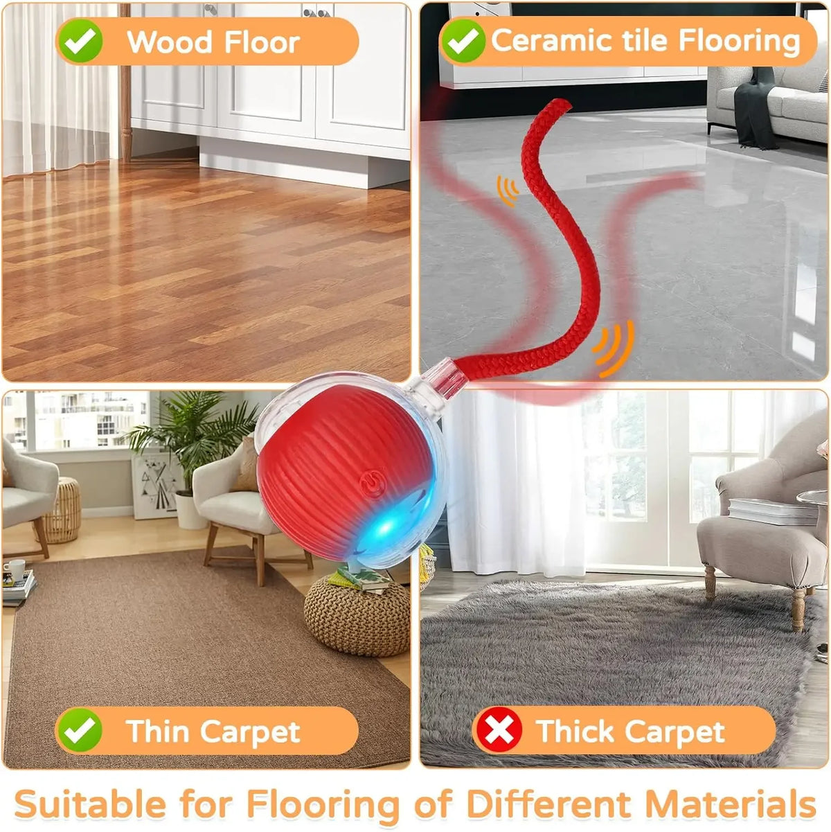 A minha loja iLMH 1/2 pcs cat interactive ball toy with automatic rolling, faux tail, rechargeable smart electric pet mouse toy.