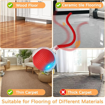A minha loja iLMH 1/2 pcs cat interactive ball toy with automatic rolling, faux tail, rechargeable smart electric pet mouse toy.